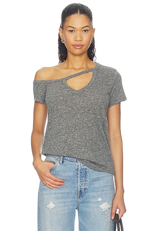 Zire Aysmmetrical Cold Shoulder V-neck Keyhole Tee Michael Lauren