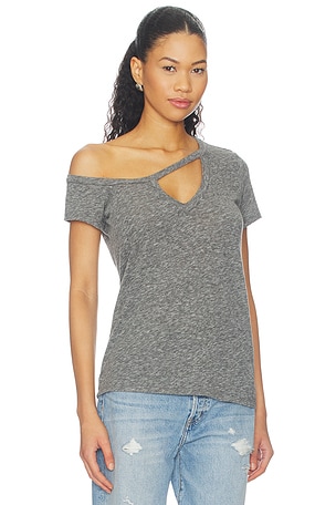Michael lauren camiseta asimétrica con escote en v y abertura en forma de ojo de cerradura brawley en color gris