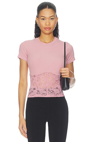 Ember Rib Lace Short Sleeve Tee Michael Lauren