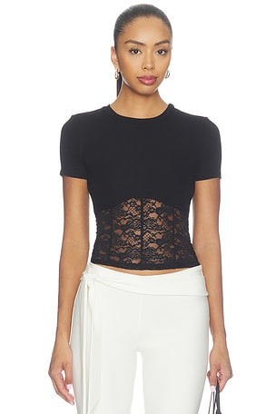 Ember Rib Lace Shortsleeve Tee Michael Lauren