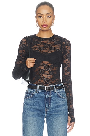 Vero Longsleeve Fitted Lace Top Michael Lauren