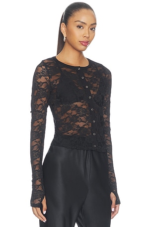 Michael Lauren Vesca Lace Snap Front Long Sleeve in Black