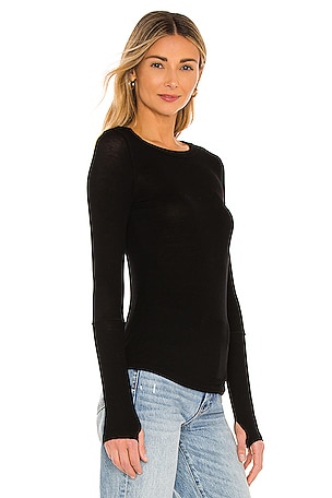 Michael Lauren Everett Long Sleeve Thumbhole Tee in Black