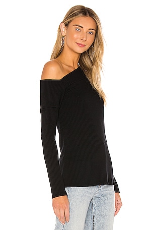 Michael Lauren Maples Long Sleeve Top in Black