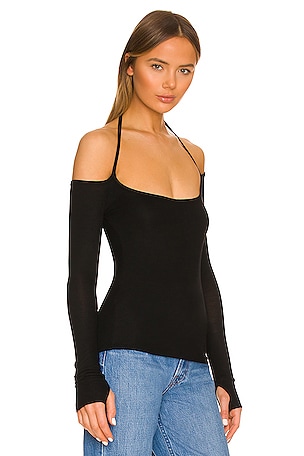 Michael Lauren Dave Halter Neck Top in Black