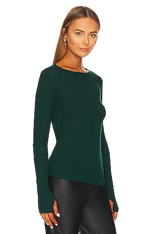 Michael Lauren Everett Long Sleeve Thumbhole Tee in Dark Green