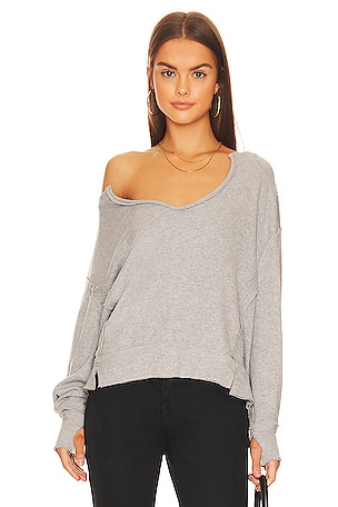 Michael Lauren Spence Oversized V Neck Top in Heather Grey REVOLVE