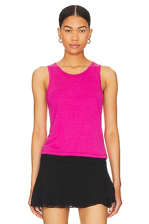 Beyond Yoga Featherweight Rebalance Tank in Sunkissed Coral