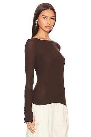 Michael Lauren Sorento Snap Cuff Top in Chocolate