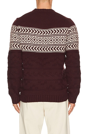 Marine Layer Textured Fair Isle Sweater in Burgundy