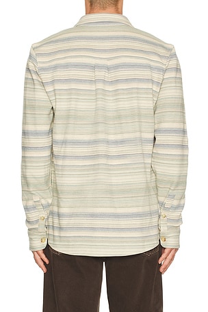 Marine Layer Pacifica Stretch Twill Overshirt in Blue,Beige. Size S. Also