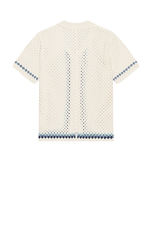 Marine Layer Archive Ace Crochet Resort Shirt in Beige