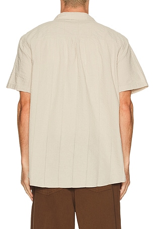 Marine Layer Seersucker Classic Shirt in Cream