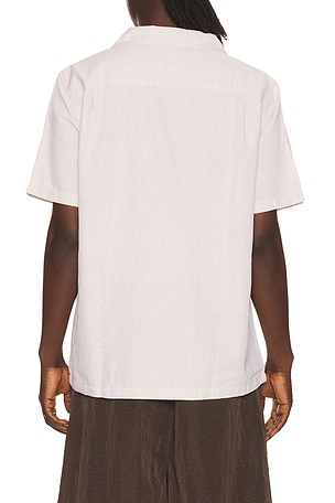 Marine Layer Embroidered Resort Shirt in Cream