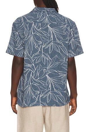 Marine Layer Jacquard Linen Resort Shirt in Blue. Size S. Also