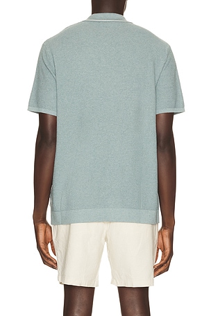 Marine Layer Greyson Knitted Polo in Blue