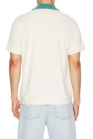 Marine Layer Emilio Vintage Terry Polo Shirt in White