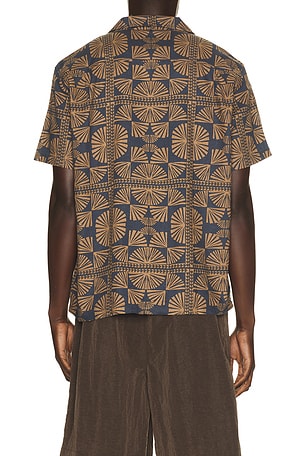 Marine Layer Pablo Tencel Linen Resort Shirt in Brown