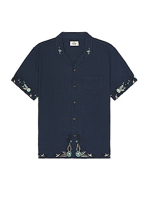 Resort Short Sleeve Border Embroidery Resort Shirt Marine Layer