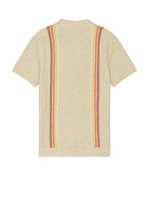 Marine Layer Liam Vertical Stripe Polo in Brown