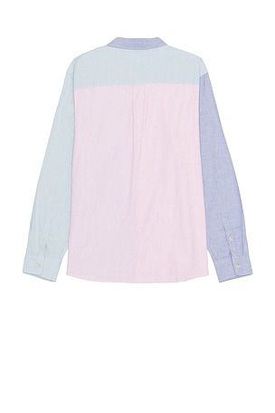 Marine Layer California Oxford Long Sleeve Shirt in Blue, Pink