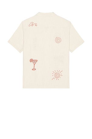 Marine Layer Embroidered Resort Shirt in Beige