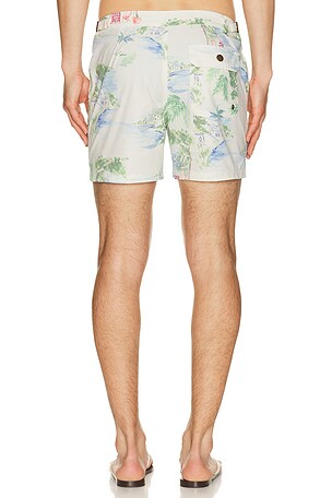 Marine Layer Tailored 5 Swim Trunk in Mediterranean Coastline Print