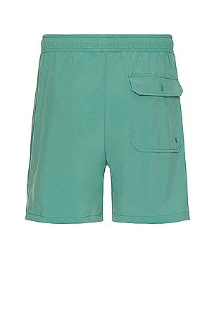 Marine Layer Resort 4 Way Stretch Swim Trunk in Green