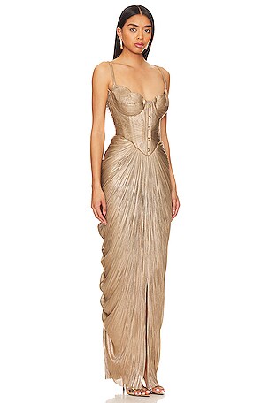 Maria Lucia Hohan ROBE DE SOIRÉE NOEMIE en Bronze Métallisé