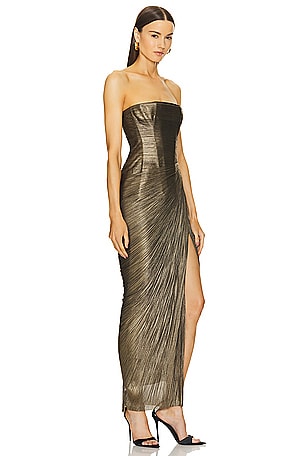 Maria Lucia Hohan ROBE DE SOIRÉE RUBY en Bronze Métallisé, Marron