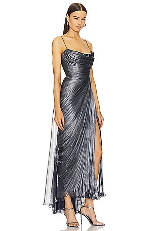 Maria Lucia Hohan Regina Midi Dress in Metallic Silver