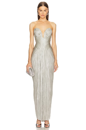 Maria Lucia Hohan ROBE DE SOIRÉE NOOR en Argent Métallisé