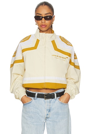 Mitchell & Ness x McLaren Formula 1 Throw It Back Windbreaker Jacket in Cream. Size S. Also