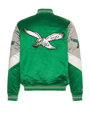 NFL Eagles Throw It Back Heavyweight Satin Jacket Mitchell & Ness