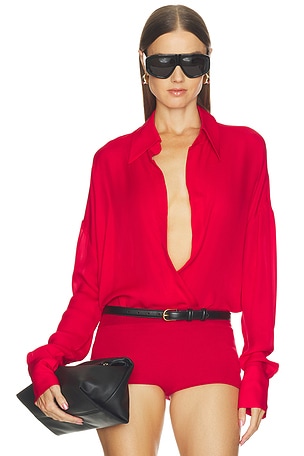 Drape Front Silk Blouse MONOT