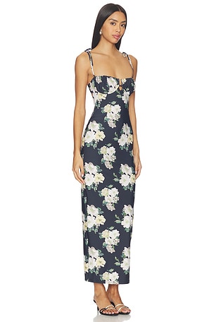 Montce Petal Long Slip Dress in Black