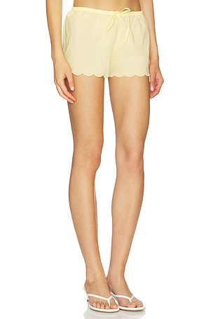 Montce X Elsa Hosk Scalloped Low-rise Drawstring Short in Yellow. Size L. Also