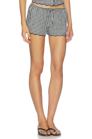 Montce Scalloped Low Rise Drawstring Short in Black & White