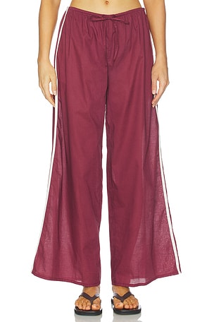 Montce Sporty Wide Leg Pant in Burgundy