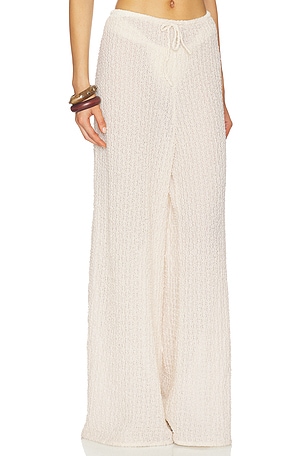 Montce x Elsa Hosk Drawstring Wide Leg Pant in Beige