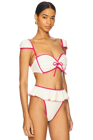 Montce Swim Cabana Bows Bikini Top in Cream