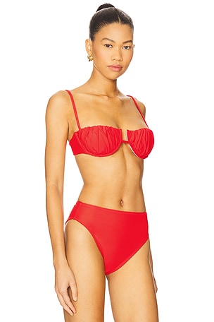 Montce Swim Petal Bikini Top in Red