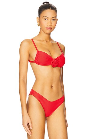 Montce Swim Rosa Devin Bikini Top in Red