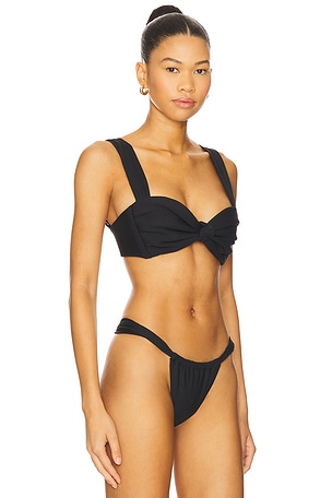 Montce Ribbon Hayden Bikini Top in Black. Size XS. Also