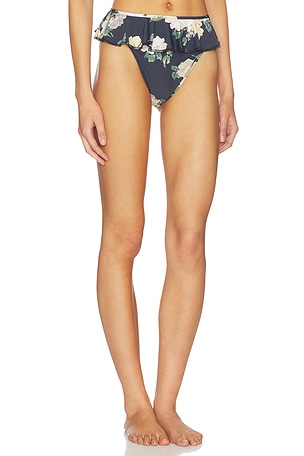 Montce Tamarindo Ruffle High Waist Bikini Bottom in Black