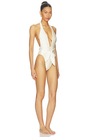 Montce x Elsa Hosk Tropez Tie-Up One Piece in Cream. Size S. Also