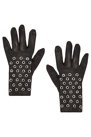 Short Leather Gloves With Eyelets MANOKHI