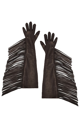 Long Fringed Leather Gloves MANOKHI