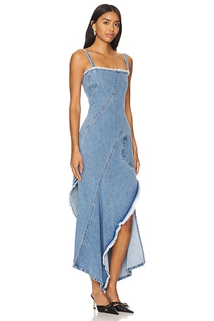 Monse Twisted Denim Dress in Blue