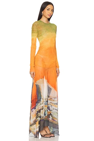 Monse Handkerchief Hem Maxi Dress in Orange
